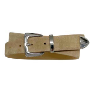 Leather belt suede ladies belt buckle silver metal loop width 3cm
