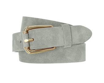 Ladies Belt Suede Light Grey With Gold Buckle Leather Belt  display picture 3