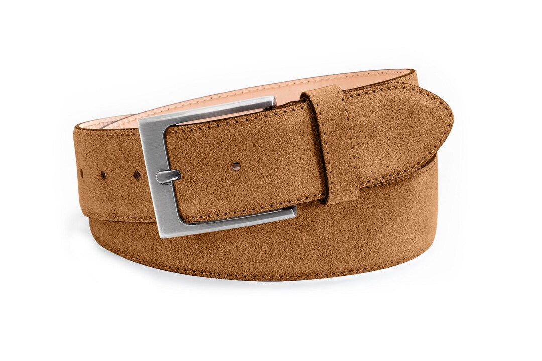 Cintura In Pelle Morbida Da Uomo Larga 3,5 Cm Con Fibbia - Foto 3