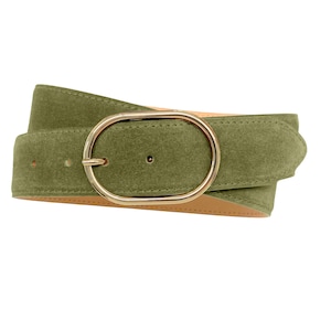 Ceinture en cuir pour femme, ceinture en daim avec boucle dorée / Design: Torre Belt, Styling Suede