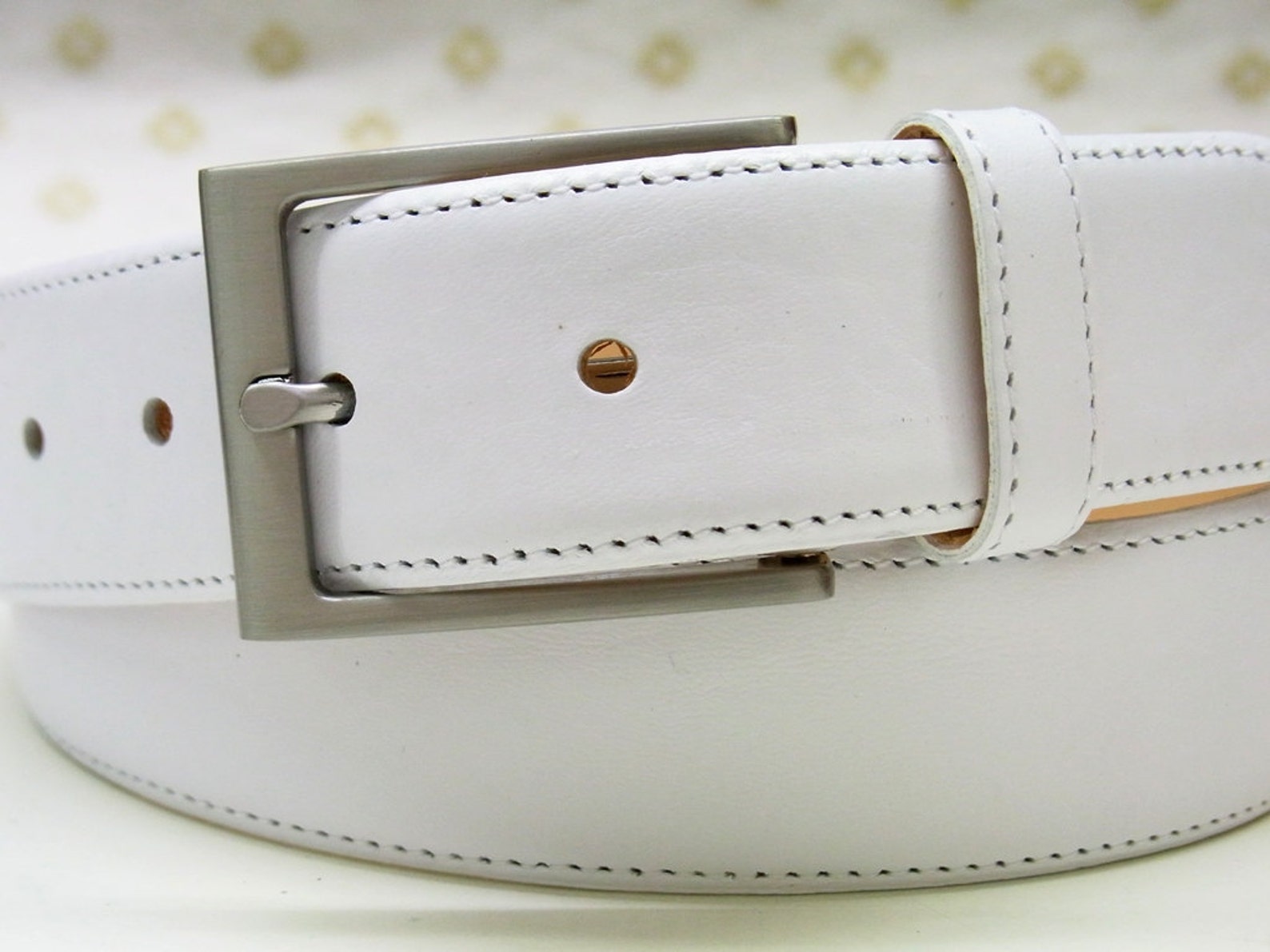 White Leather Belt White Mens Belt Full Grain Cow Leather Etsy