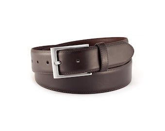 Men's Leather Belts | elegant Suit Belt | Satin-Finish Buckle | 3,5 cm Wide (1 3/8") | Firenze Collection