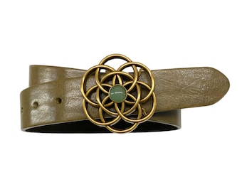 Ladies belt leather belt full cowhide jeans belt with antique brass buckle width 4cm