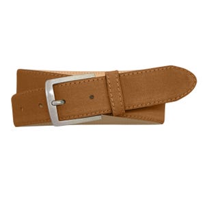 Leather belt men&#39;s suede jeans belt suede belt buckle silver satin 3,5cm belt width