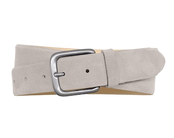 Men's Leather Belts | Jeans Belts | Antique Silver Belt Buckle | Width 3.5 cm (1 3/8" ) | Suede Collection
