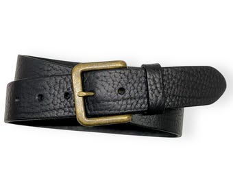 Mens belt leather belt full cowhide jeans belt with antique brass buckle width 4cm