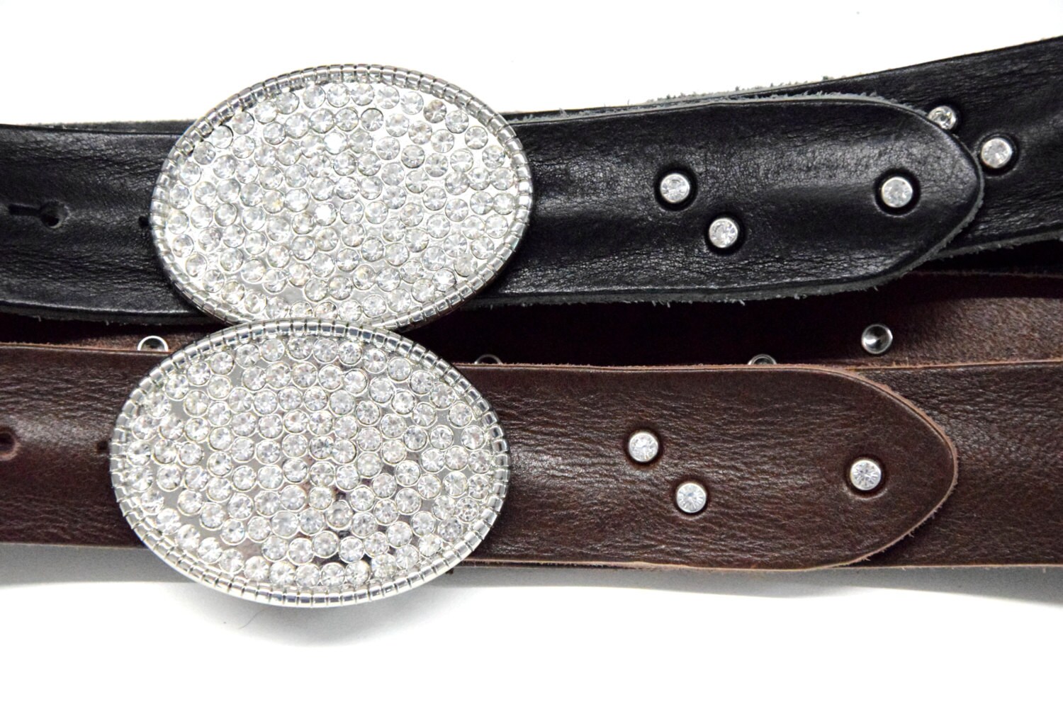 Strass Buckles Leather Belt Vintage Jeans Belt With Oval - Etsy