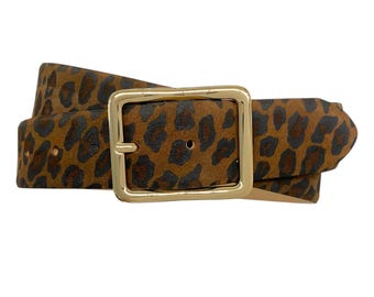 Leopard Print Suede Leather Belt for Women Adjustable Waist Belt 1.1\