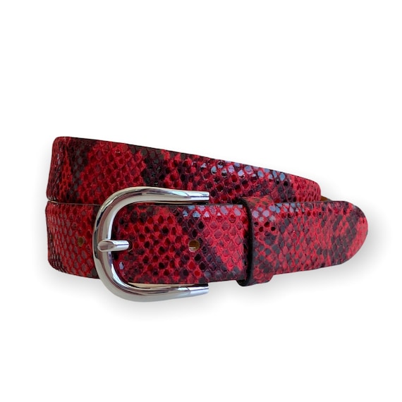 Ceinture en cuir ceinture femme rouge Python reptile design