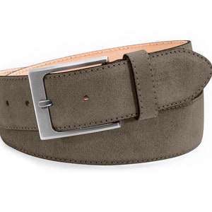 Leather belt men&#39;s suede taupe jeans belt suede belt buckle satin 4cm belt width