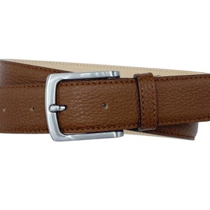 Men&#39;s belt cognac leather belt grained full cowhide leather