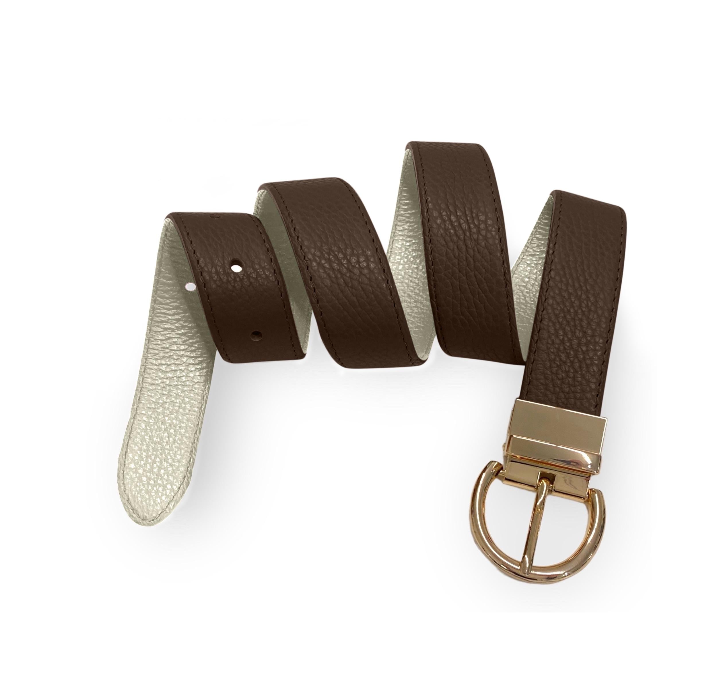 Women's Reversible Belt Made of Full-grain Cowhide Leather