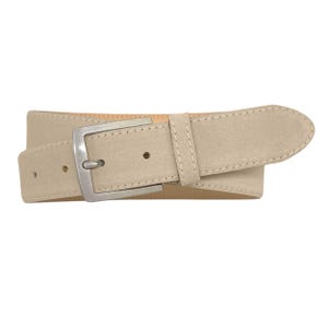 Leather belt men&#39;s suede jeans belt suede belt buckle silver satin 3,5cm belt width