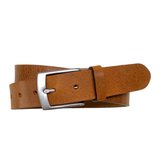 Cintura Uomo In Vera Pelle Di Bufalo 4 Mm - Artigianale Con Fibbia In Metallo - Marrone O Nero