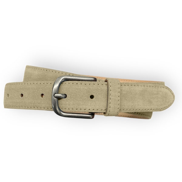 leather belt women leather belt suede leather belt jeans belt color sand round old silver buckle