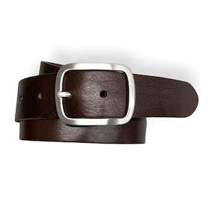 Leather belt jeans belt womens belt flat buckle silver satin chrome free full cowhide pure vegetable tanning handmade with love