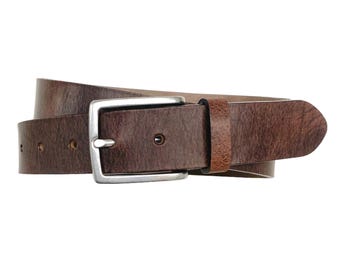 Men's Leather Belts | Buffalo Leather Jeans Belts | Antique Silver Belt Buckle | Width 3.5 cm (1 3/8") | Buffalo Collection Bandit