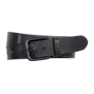 Leather belt men buffalo leather sturdy men's belt jeans belt buckle dull black belt width 3.5cm