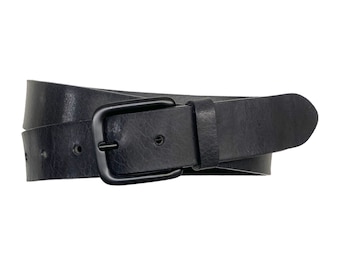 Leather belt men buffalo leather sturdy men's belt jeans belt buckle dull black belt width 3.5cm