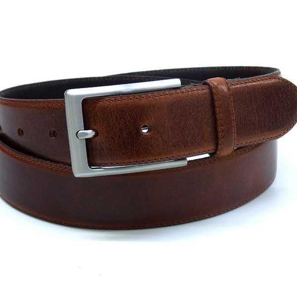 tan leather mens belt full grain leather belt stitched leather belt elegant matt silver buckle high quality