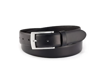 Men's Leather Belts | Black Suit Belt | Satin-Finish Buckle | 3 cm Wide | Torino Collection