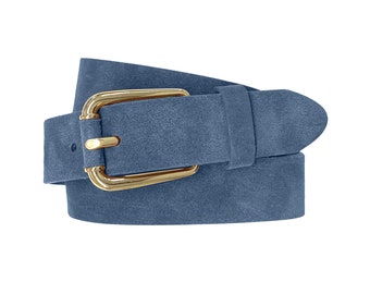 Ladies Belt Suede Blue With Gold Buckle Leather Belt Jeans  display picture 1