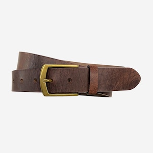 Leather belt men buffalo leather sturdy men's belt jeans belt buckle antique brass belt width 3.5cm