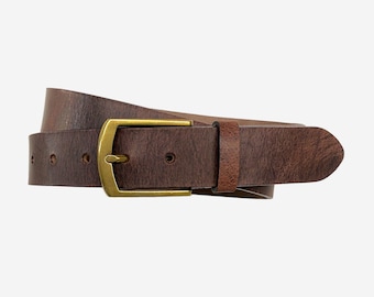 Leather belt men buffalo leather sturdy men's belt jeans belt buckle antique brass belt width 3.5cm