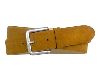 Men's Leather Belts | Jeans Belts | Antique Silver Belt Buckle | Width 3.5 cm (1 3/8" ) | Suede Collection