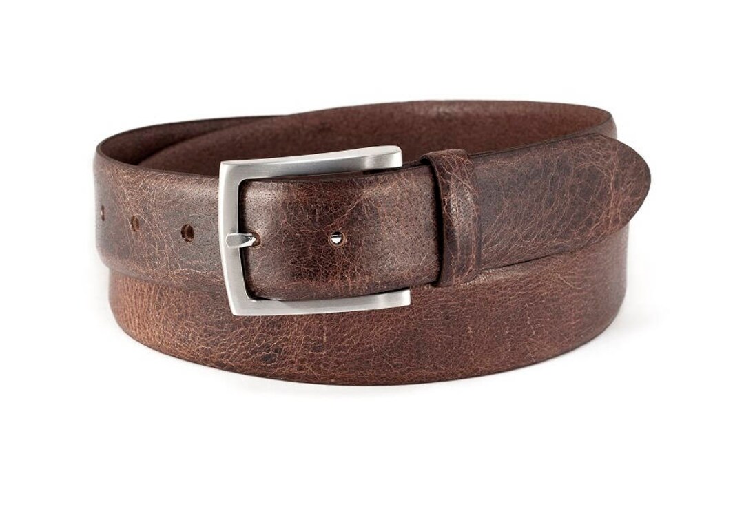 Dark Brown Leather Belt Vintage Buffalo Leather Durable Mens Belt With ...
