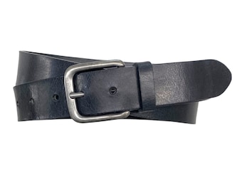 Men's Leather Belts | Buffalo Leather Jeans Belts | Matte Gray Belt Buckle | Width 3.5 cm (1 3/8") | Buffalo Collection Bandit