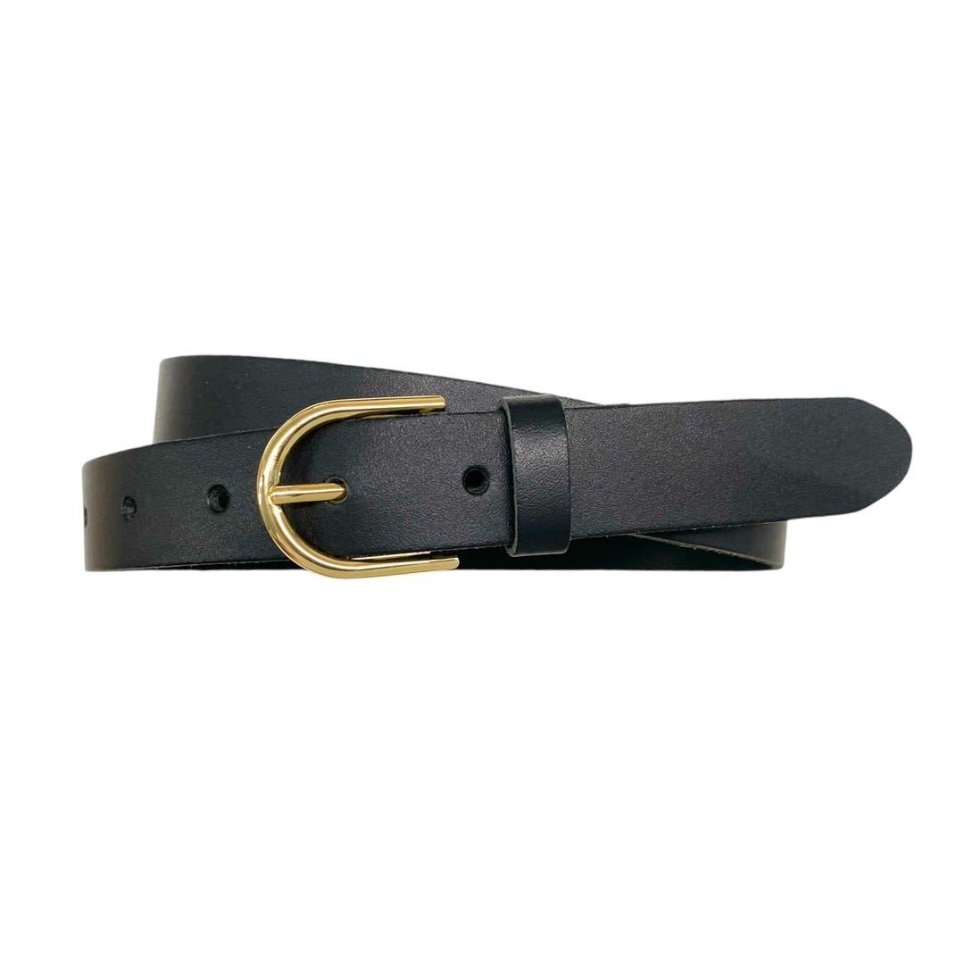 8543 Women\'s Black Leather Belt With Gold Buckle Hollow RISANTRY Women main image 2