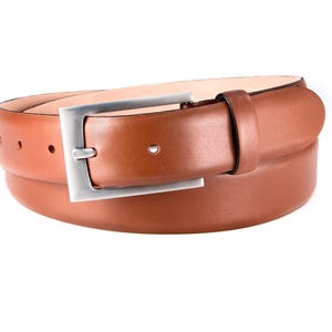 Men&#39;s belt calfskin cognac leather belt men&#39;s classic suit belt width 3 cm