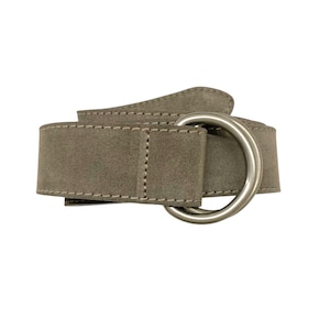 Cinto masculino de couro | Cinto de camurça com argola em D | Argolas prateadas foscas | Largura 3,5 cm (1 3/8") | Coleção Camurça