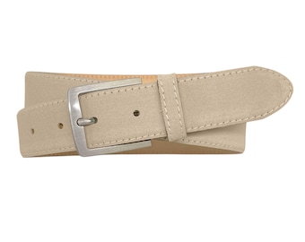 Men's Leather Belts | Jeans Belts | brushed silver Belt Buckle | Width 3.5 cm (1 3/8" ) | Suede Collection