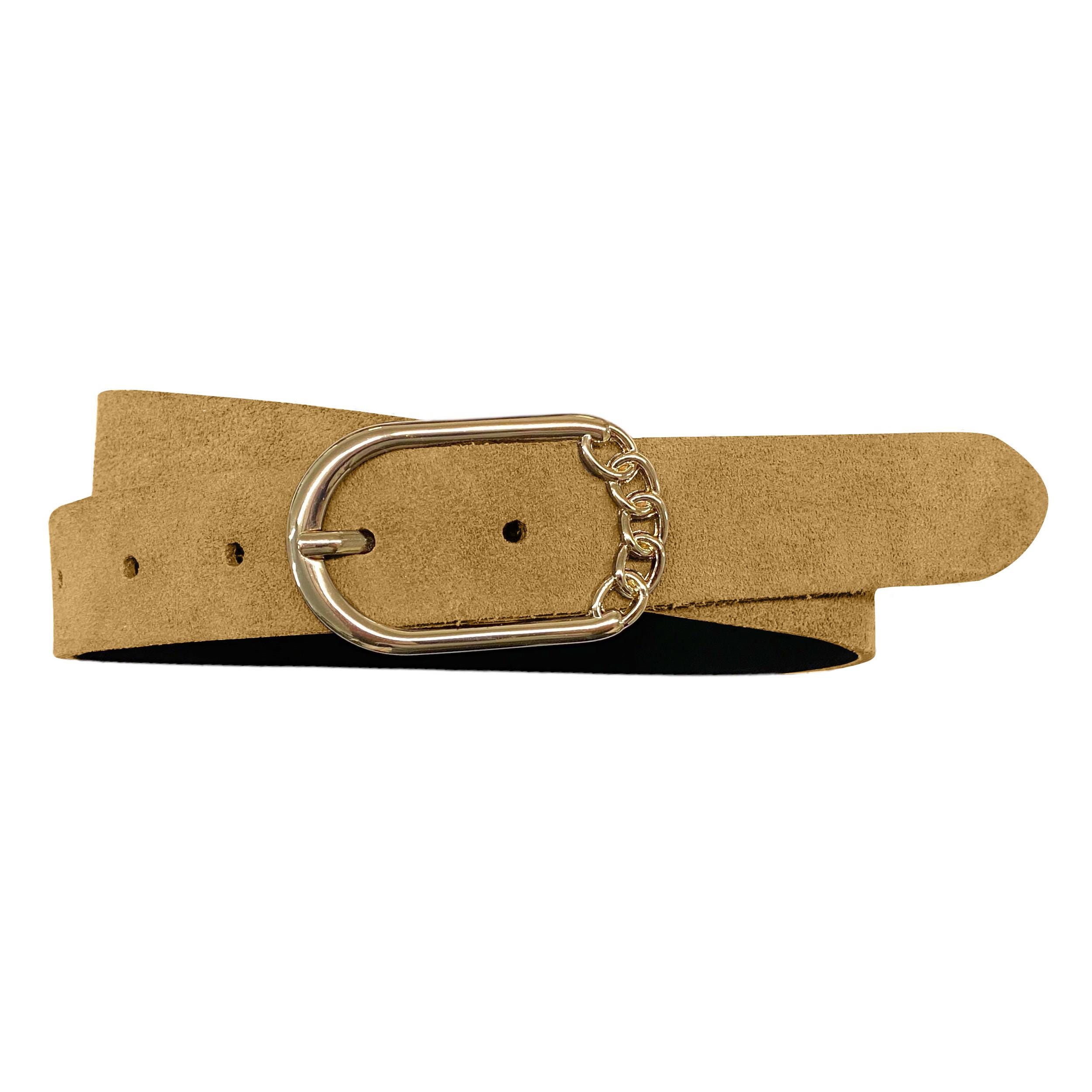 Faux Leather Belt with Gold Buckle 7 Holes Pin Buckle Leather double M belt main image 2