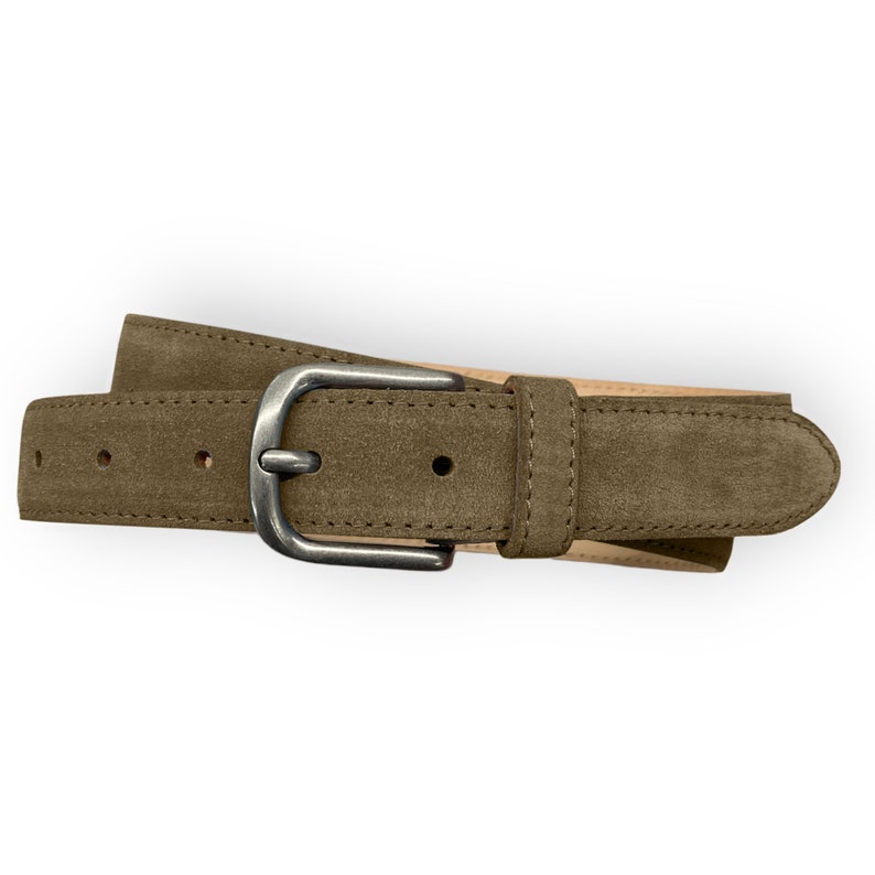 Ceinture femme taupe ceinture cuir daim ceinture denim ceinture ronde vieille boucle argentée image 1