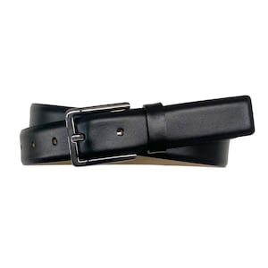 Herrengürtel Leder schwarz eleganter Ledergürtel Business Hochzeit 3cm Breite Gürtelschnalle schwarz nickel