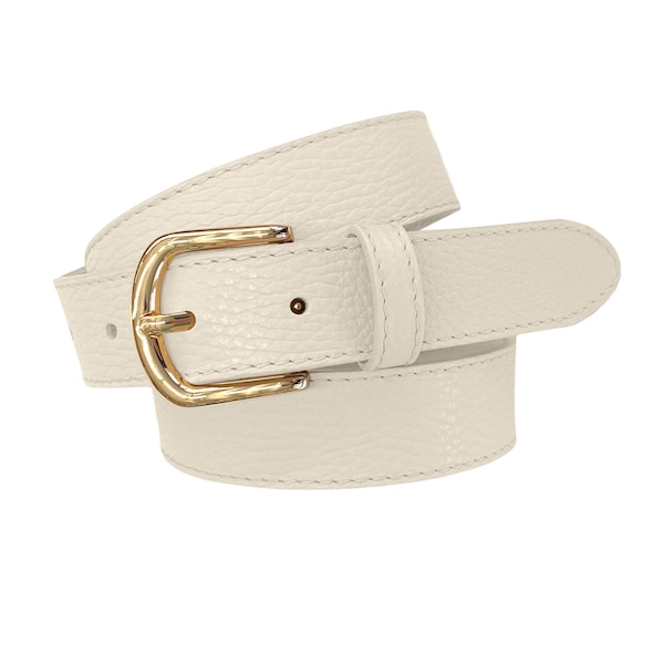 Leather Belt Colour light creme Ladies Nappa Leather Soft Grained Full Cowhide Jeans Belt
