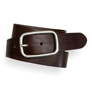 Leather belt jeans belt ladies belt with flat old silver buckle chrome free full cowhide leather