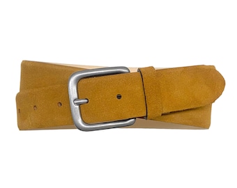 Men's Leather Belts | Jeans Belts | Antique Silver Belt Buckle | Width 3.5 cm (1 3/8" ) | Suede Collection