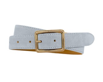 Leather Belt Ladies Belt Suede Leather Buckle Gold - Etsy display picture 2