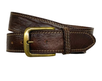 Men's Leather Belts | Vintage Leather Jeans Belts | Antique Brass Buckle | Width 4 cm (1 1/2") | Vintage Collection