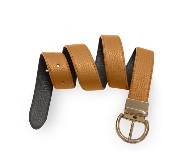 Reversible Leather Belt for Women - Two Color-in-One with Rotated Buckle Beltox Women Belt Leather 1.3” Reversible 2 in 1 Rotated 2  main image 2