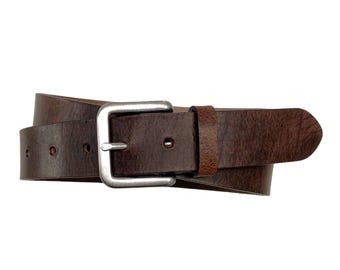 Leather belt men buffalo leather sturdy men's belt jeans belt buckle antique silver belt width 3.5cm