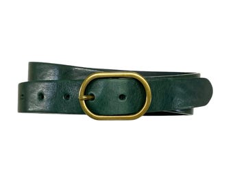 Ladies belt leather belt full cowhide jeans belt with antique brass buckle width 3cm