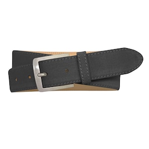 Leather belt men&#39;s suede jeans belt suede belt buckle silver satin 3,5cm belt width