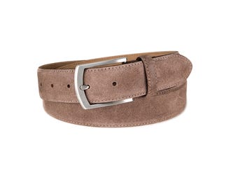 Men's Leather Belts | Jeans Belts | brushed silver Belt Buckle | Width 3.5 cm (1 3/8" ) | Suede Collection