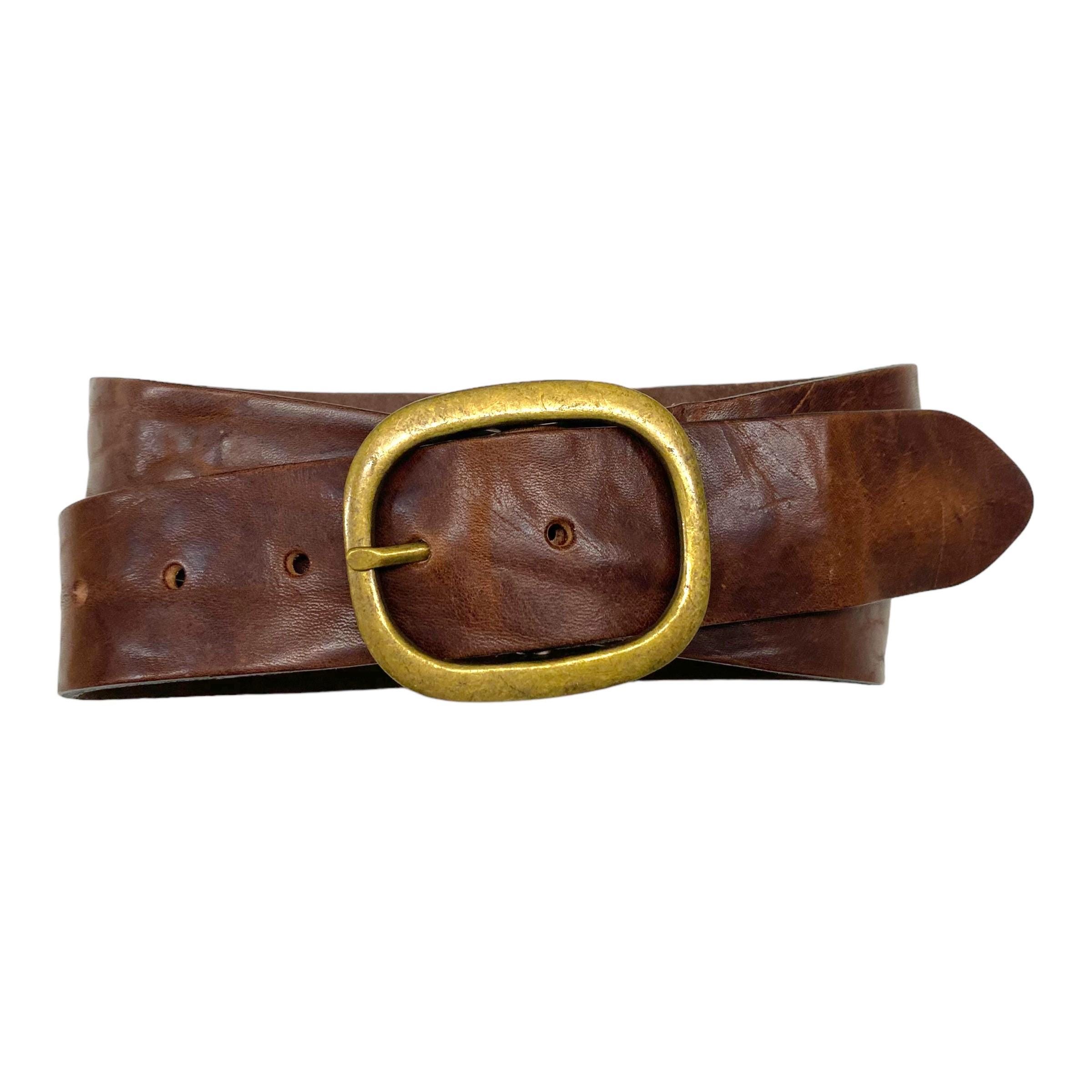 Women belt leather belt full cowhide jeans belt with antique brass buckle width 4cm