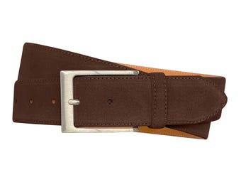 Men's Leather Belts | Suede Jeans Belts | Satin-Finish Buckle | Width 4 cm (1 1/2") | Suede Collection